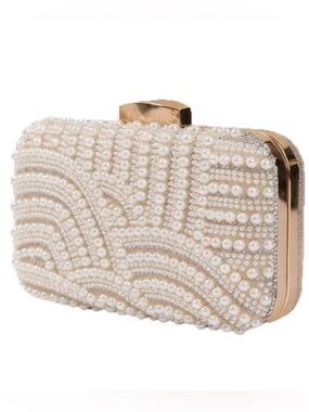 Stunning bride bridal Pearl Beaded Clutch Evening Bag purse - Ivory wedding